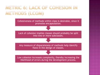 High fan-outs represent class coupling to other classes/objects and thus are undesirable 