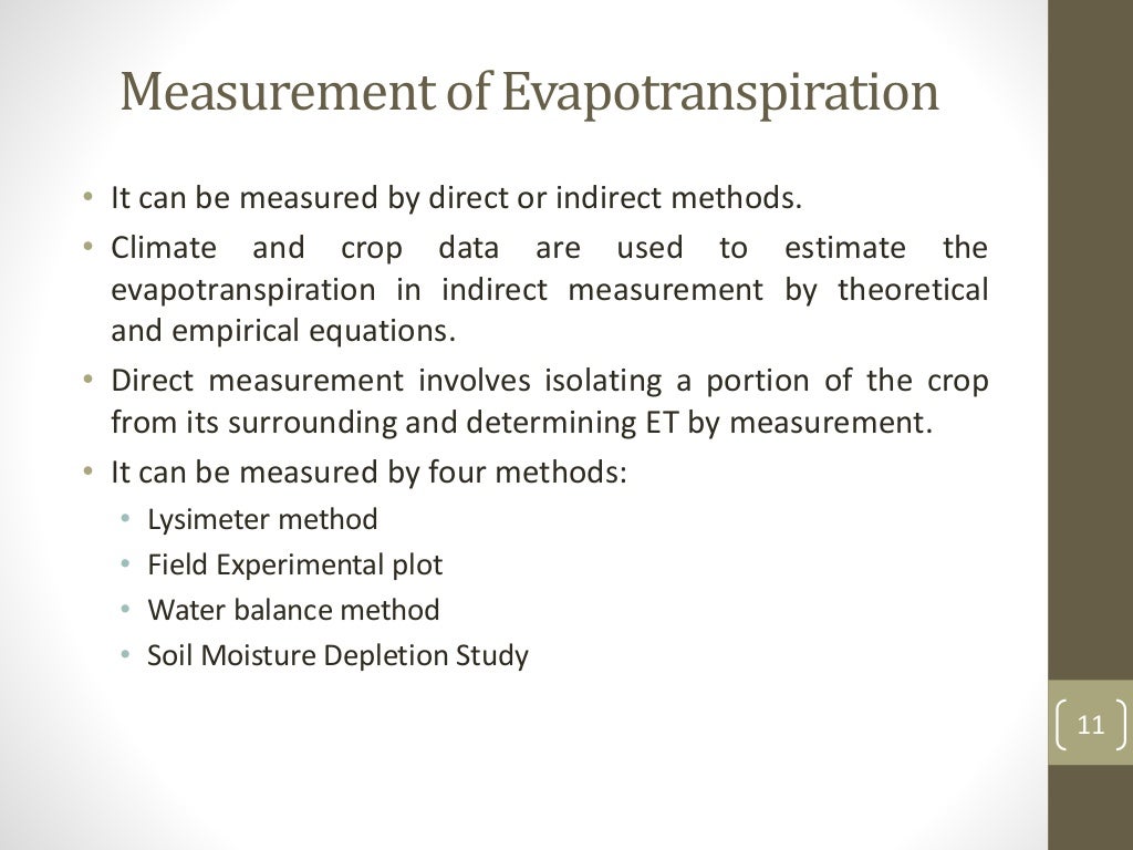 Measurement of evapotranspiration