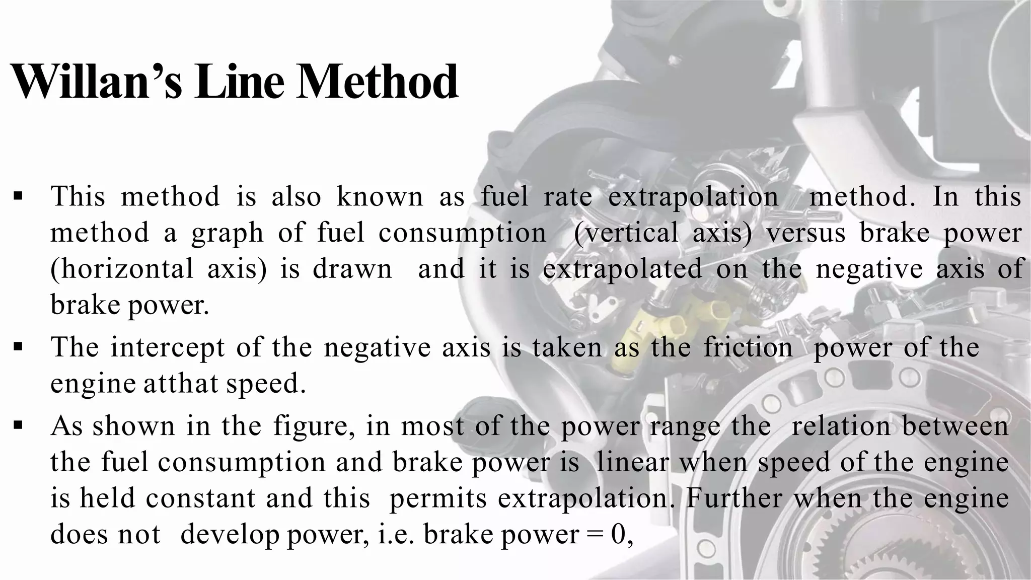 William Line Method Graph Measurement of friction power | PPTX