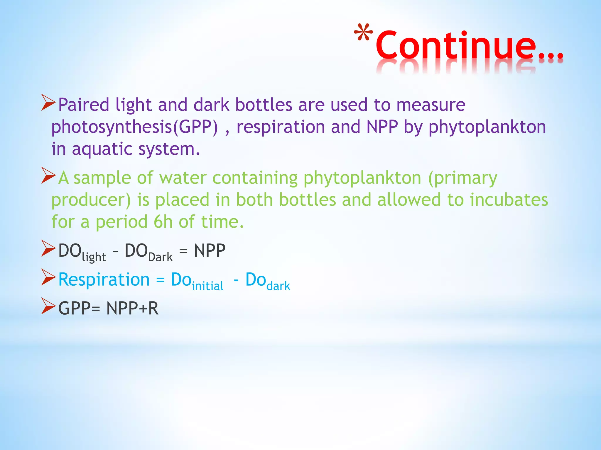 Measurement of primary productivity pptx chemistry science