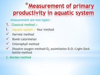 light and dark bottle method of measuring primary productivity