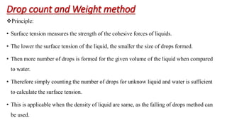 Surface and Interfacial tension [Part-3(a)](Measurement of Surface and Interfacial tension: 1. Capillary Rise Method 2. Drop count and Weight method )
