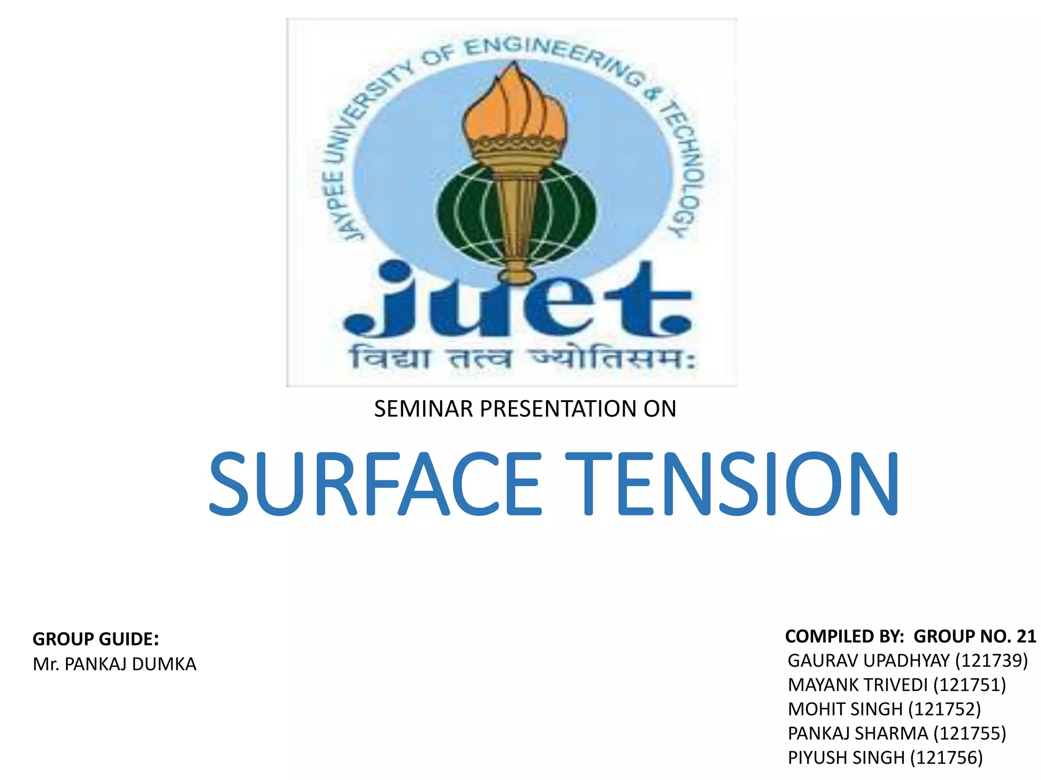 Measurement of surface tension PPT