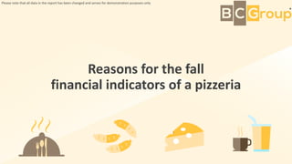Reasons for the fall
financial indicators of a pizzeria
Please note that all data in the report has been changed and serves for demonstration purposes only
 