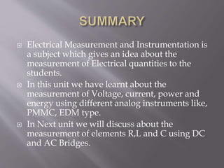 Measurements and instrumentation unit 1 | PPTX