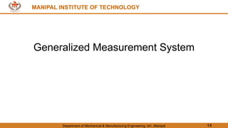MANIPAL INSTITUTE OF TECHNOLOGY
Department of Mechanical & Manufacturing Engineering, MIT, Manipal 14
MANIPAL INSTITUTE OF TECHNOLOGY
Generalized Measurement System
 