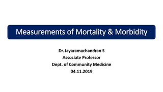 Dr. Jayaramachandran S
Associate Professor
Dept. of Community Medicine
04.11.2019
 