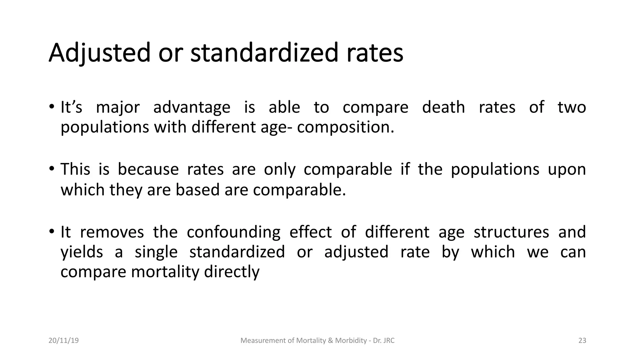 Measurements of morbidity and mortality | PDF