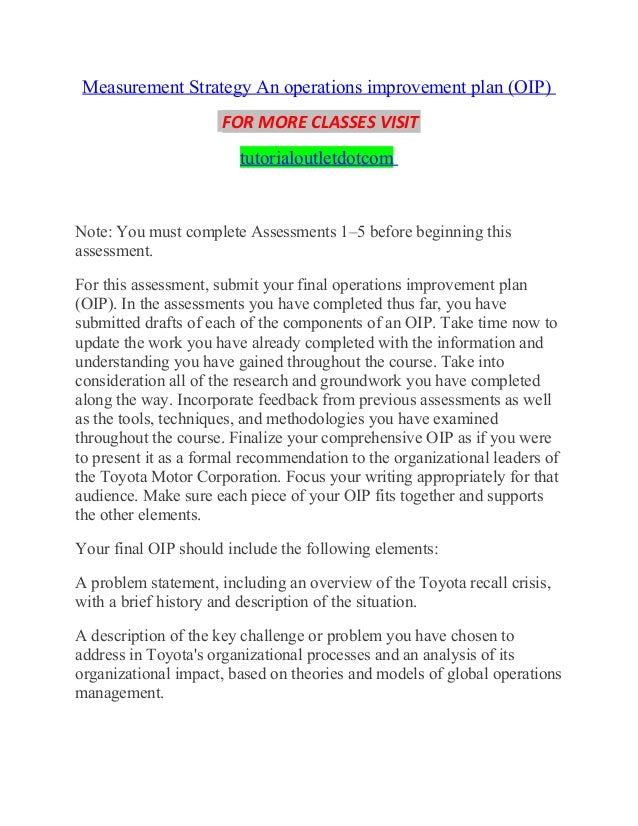 Operations improvement plan essay examples 06 picture