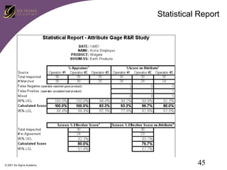 Statistical Report

© 2001 Six Sigma Academy

45

 