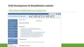 Child Development & Rehabilitation website
http://www.childdevelopment.ca/best.aspx
 