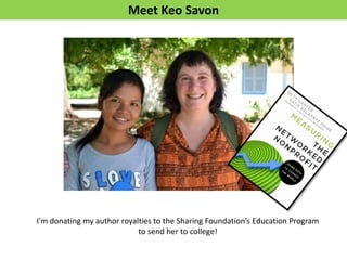 Meet Keo Savon




I’m donating my author royalties to the Sharing Foundation’s Education Program
                            to send her to college!
 