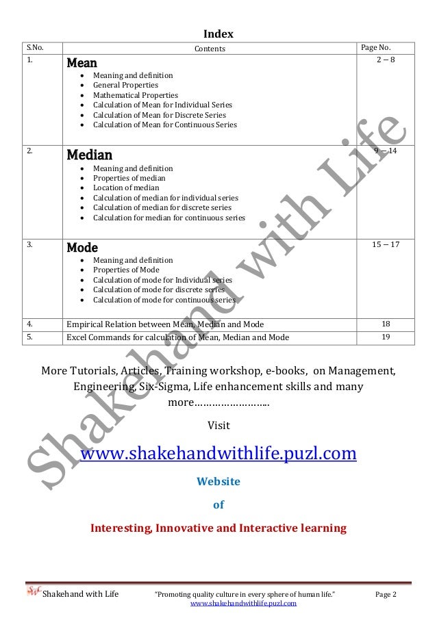 Worksheets Formula Of Statistics Mean Mode Median measure of central tendency mean median and mode