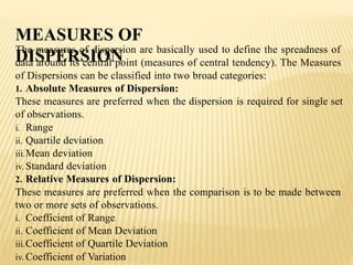Measure of Disperson (Range, Quartile Deviation, Mean Deviation and ...