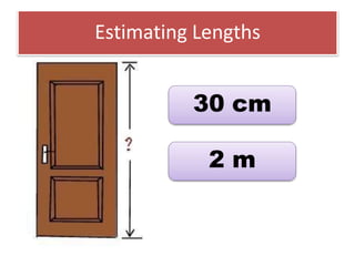 Estimating Lengths
30 cm
2 m
 