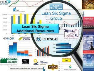 Lean Six Sigma 
Group 
Lean Six Sigma 
Additional Resources 
International Standards for Lean Six Sigma (ISLSS) 
 