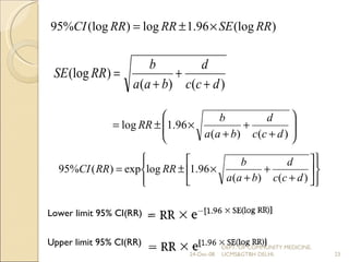 Lower limit 95% CI(RR) Upper limit 95% CI(RR) 24-Dec-08 DEPT. OF COMMUNITY MEDICINE, UCMS&GTBH DELHI. 