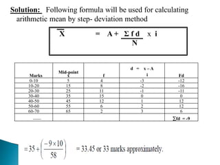 Step Deviation Method Formula Table Measures of central tendency | PPTX