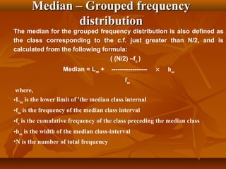 Median Class Example Measures of central tendency | PPT