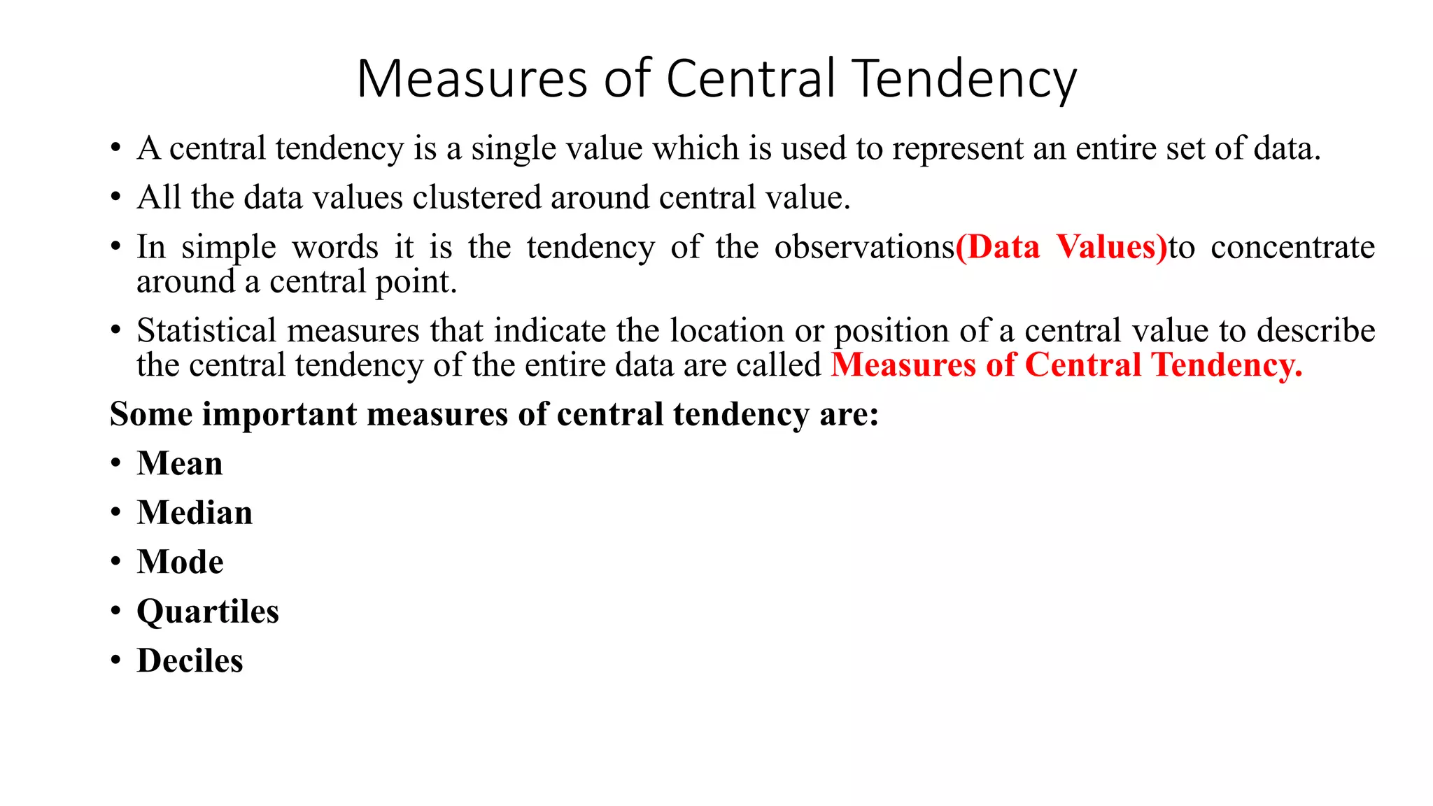 measures of central tendency.pptx | Science