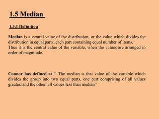 Measures of central tendency median mode | PPTX