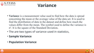 Variance Data Set measures of dispersion in mba chapeter two | PPTX