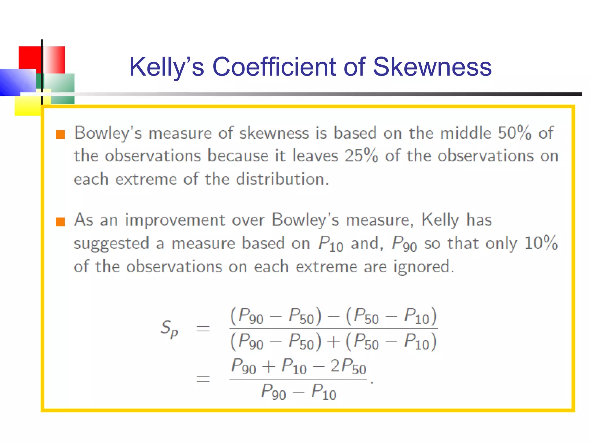 Kelly’s Coefficient of Skewness
 
