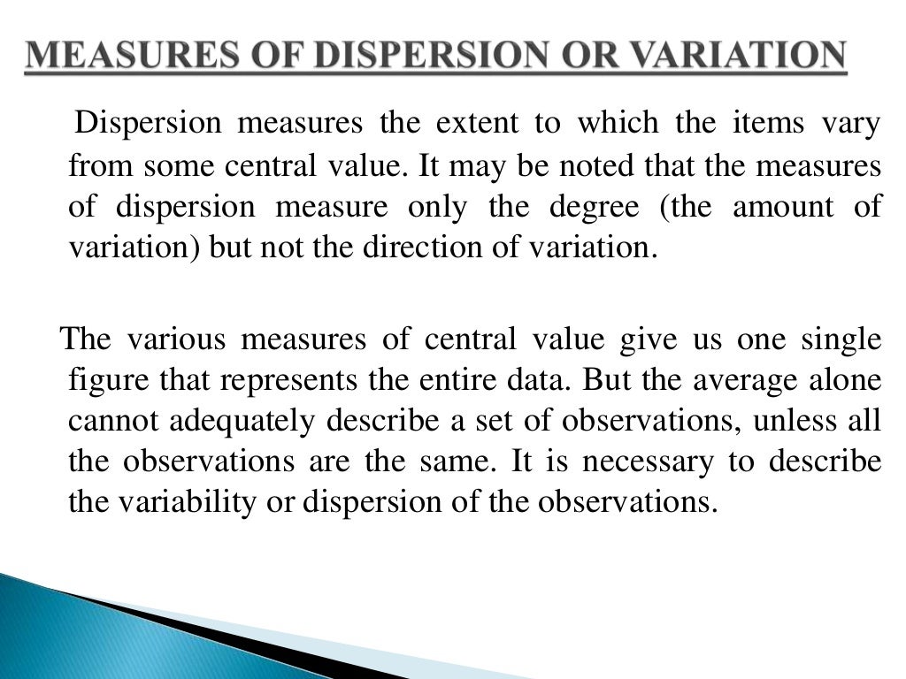 Measures of dispersion or variation