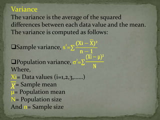 Variance Dispersion Examples Measures of dispersion | PPTX