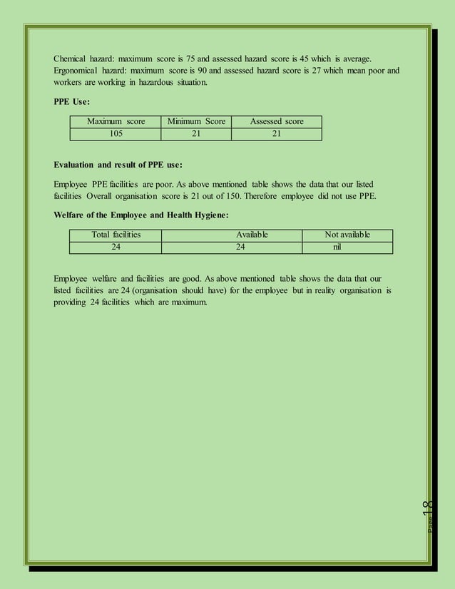 Measures of health and safety in textile industry