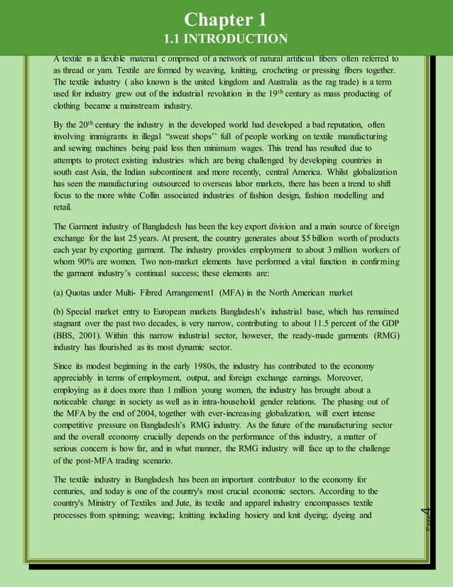 Measures of health and safety in textile industry