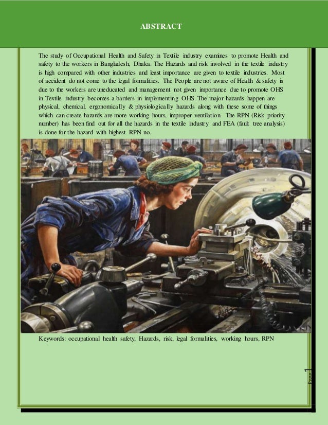 Measures of health and safety in textile industry