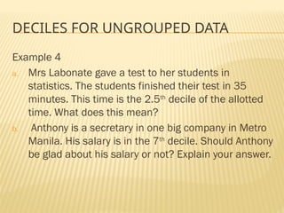 Decile In Statistics Test Example measures of Position Quartile, Decile, Percentile | PPTX