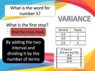 Mark Variance Measures of Variability of Grouped and Ungrouped Data | PPTX