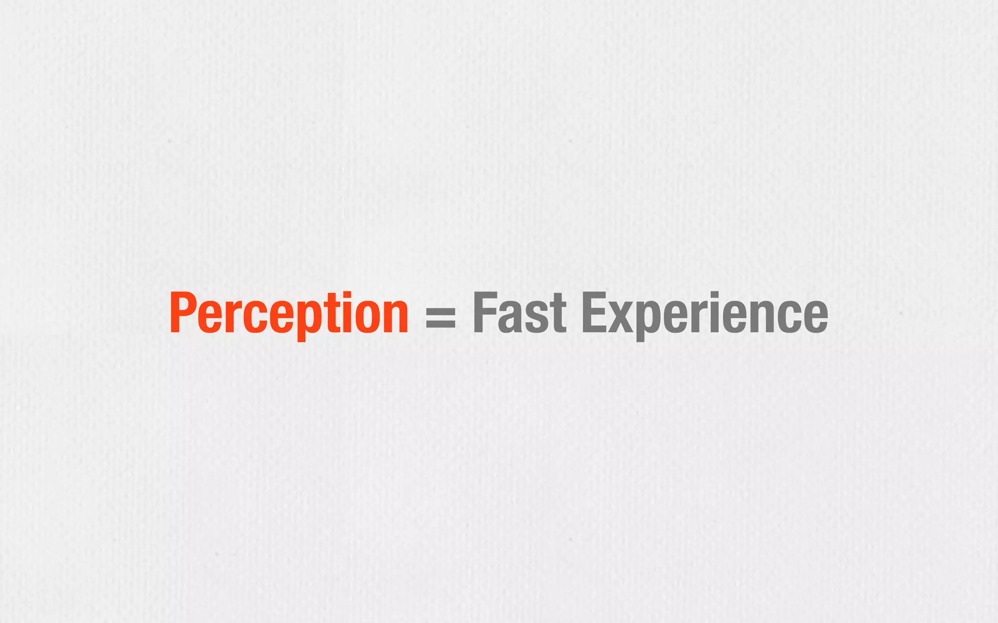 Perception = Fast Experience
 