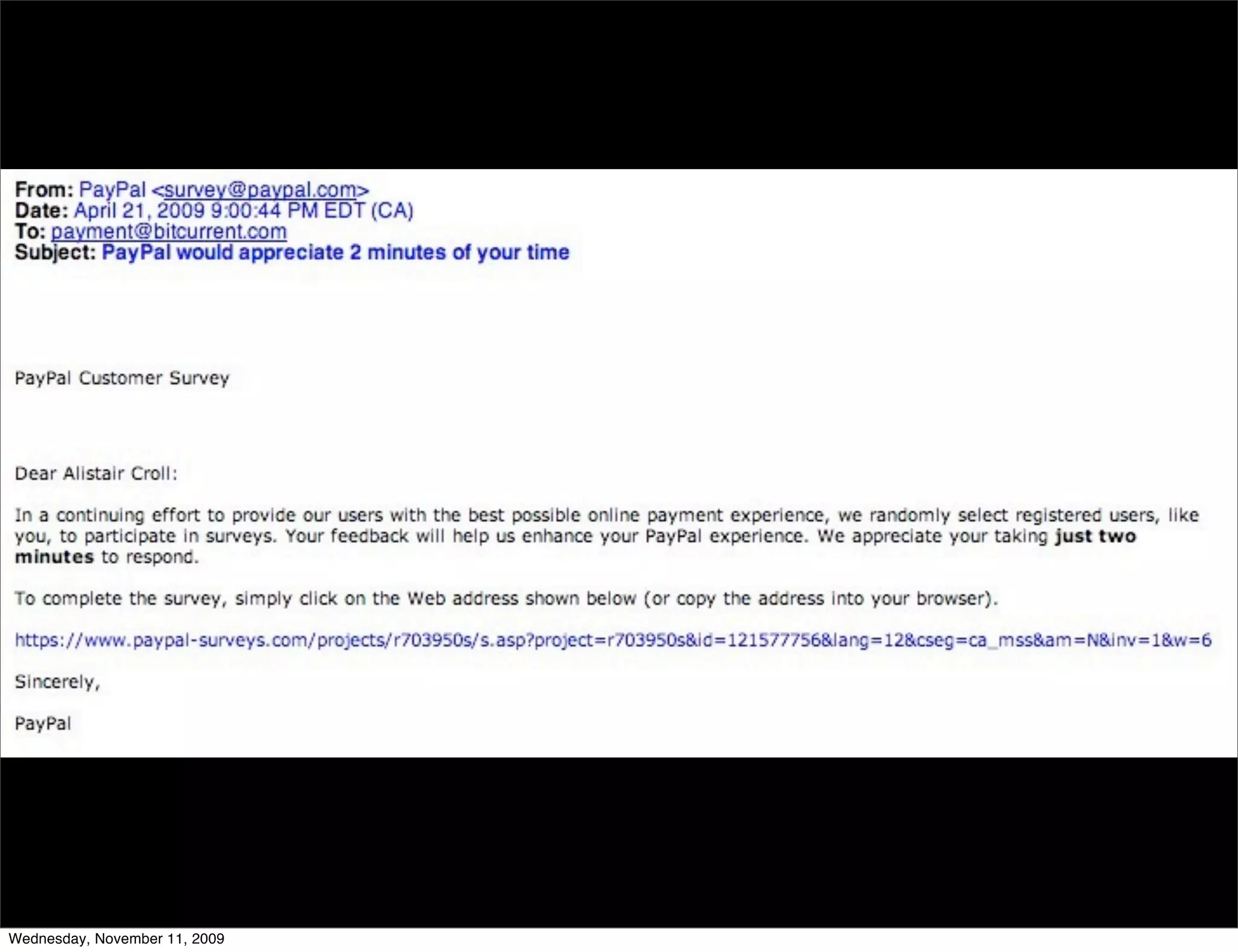 Wednesday, November 11, 2009
 