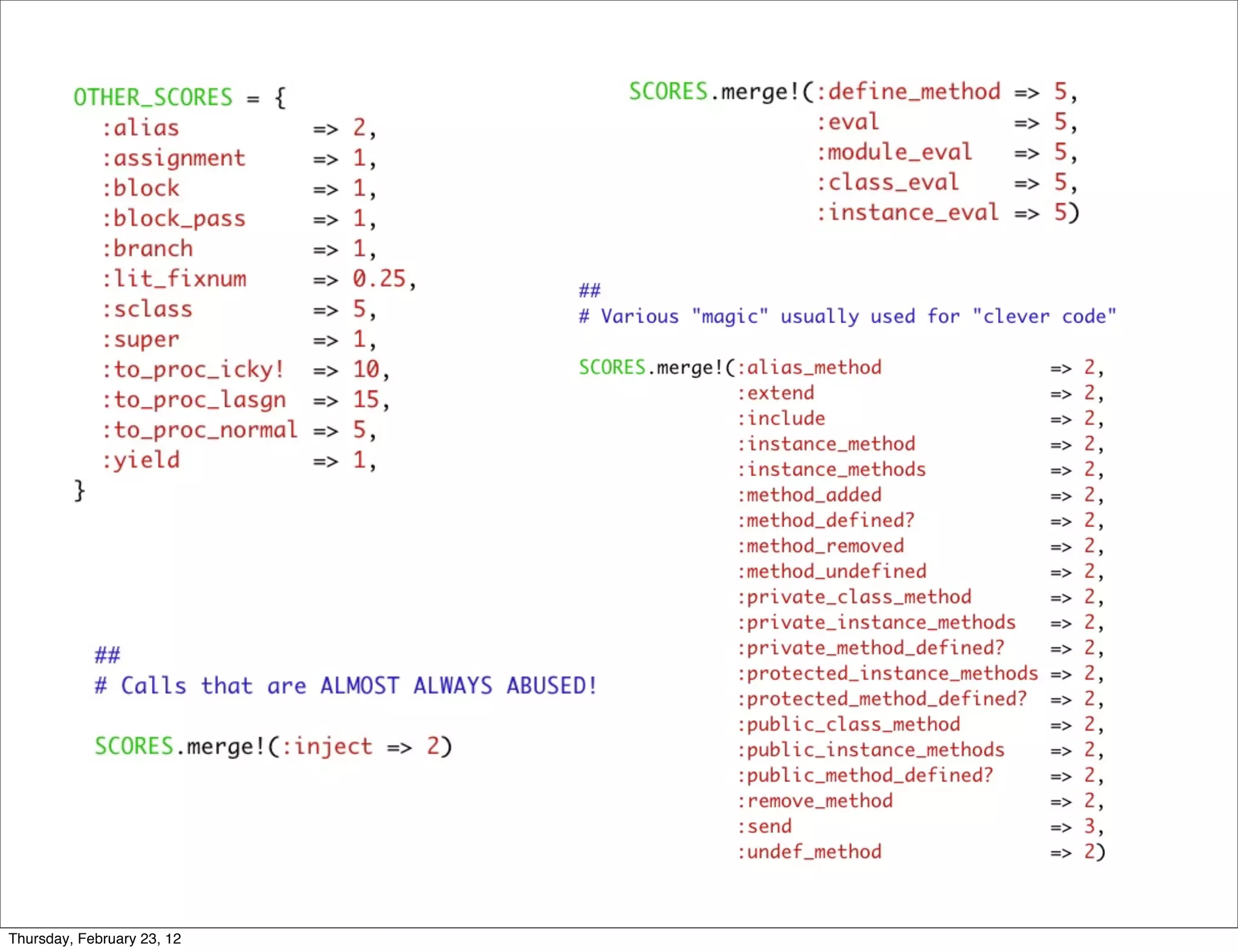 Thursday, February 23, 12
 