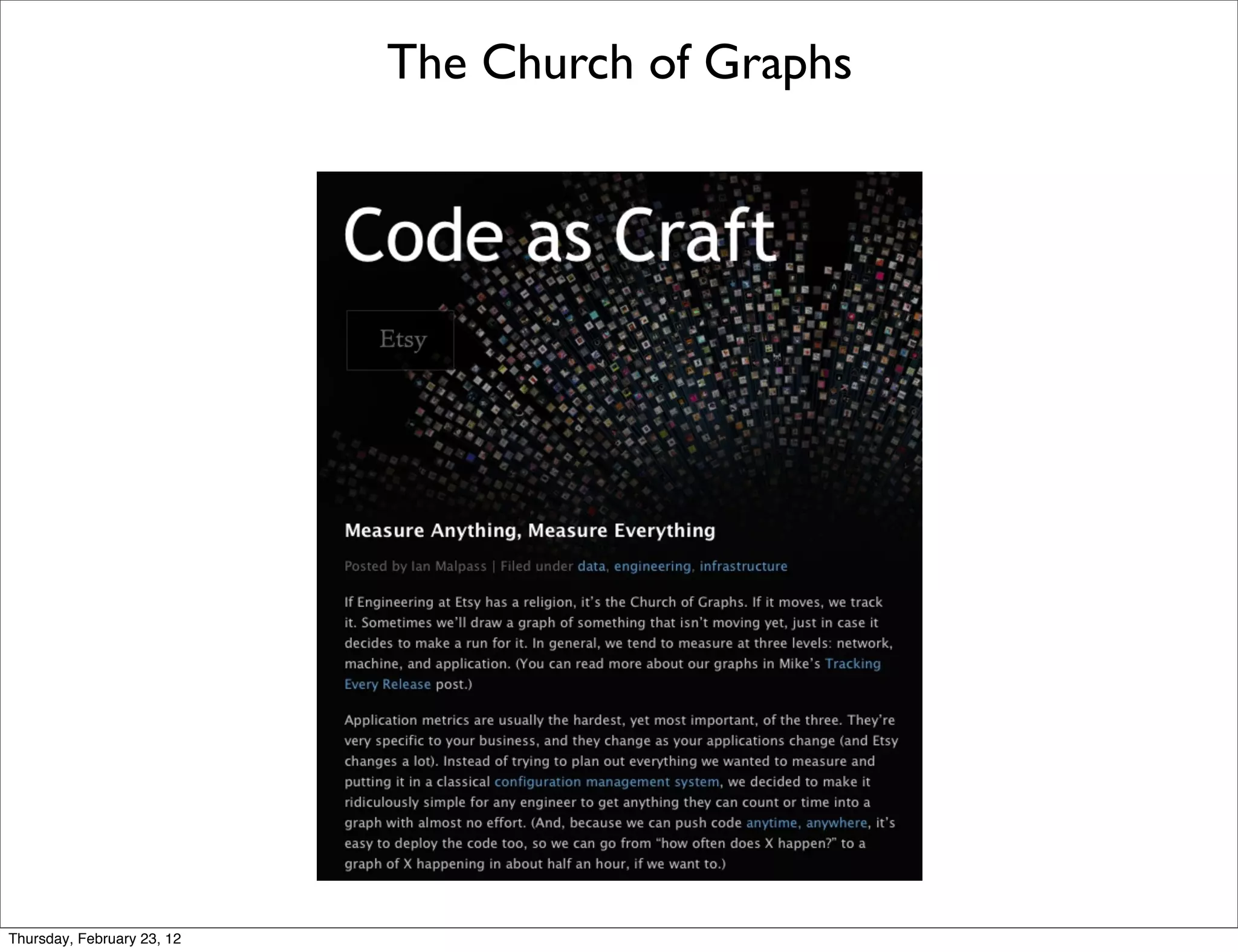 The Church of Graphs




Thursday, February 23, 12
 