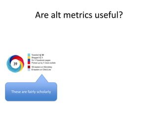 Are alt metrics useful?

These are fairly scholarly

 