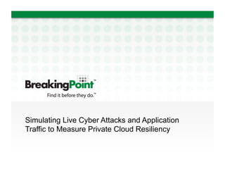 Simulating Live Cyber Attacks and Application
Traffic to Measure Private Cloud Resiliency
 