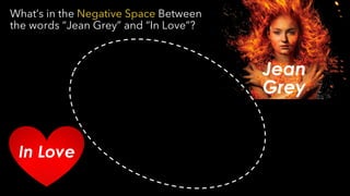 What’s in the Negative Space Between
the words “Jean Grey” and “In Love”?
Jean
Grey
In Love
 