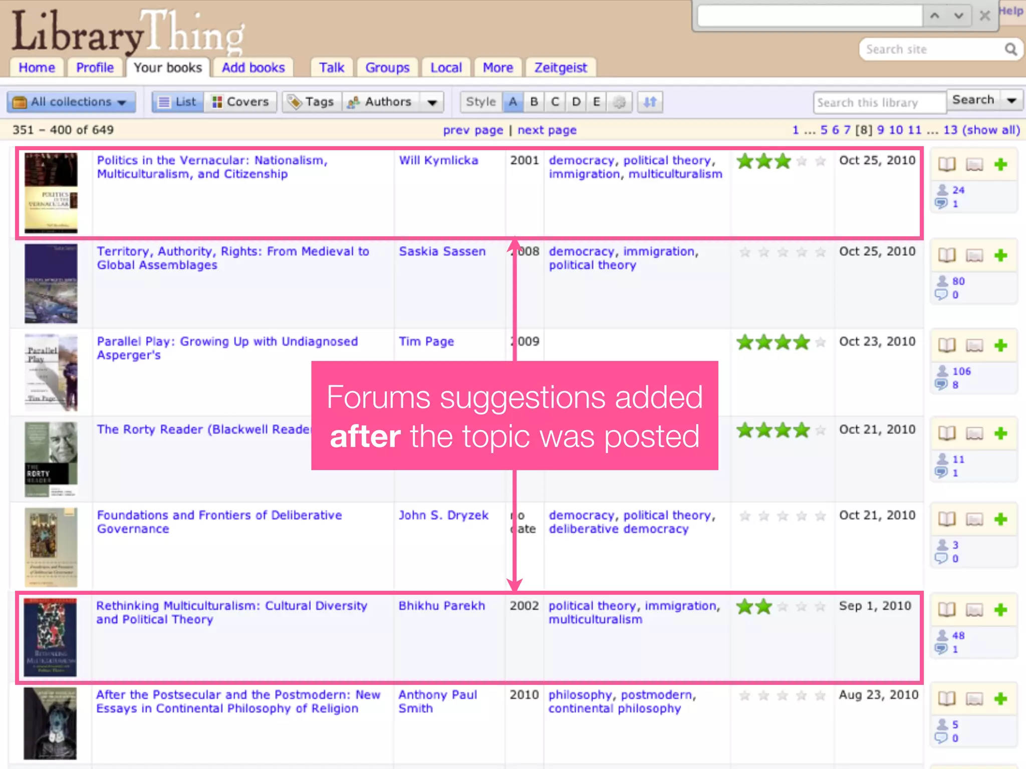 Catalog additions
26
Forums suggestions added
after the topic was posted
 