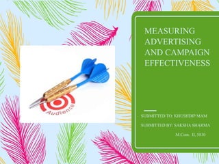 MEASURING
ADVERTISING
AND CAMPAIGN
EFFECTIVENESS
SUBMITTED TO: KHUSHDIP MAM
SUBMITTED BY: SAKSHA SHARMA
M.Com. II, 5810
 