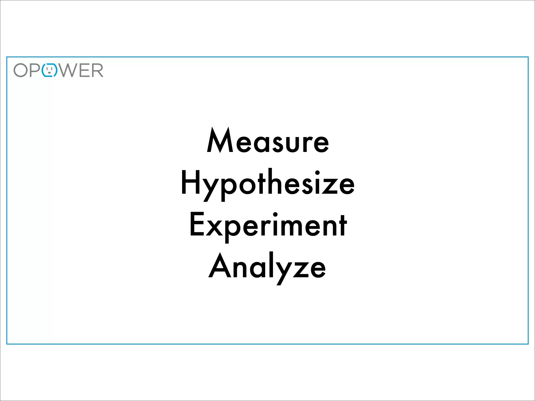 Measure
Hypothesize
Experiment
 Analyze
 