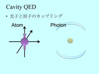 Cavity QED
• 光子と原子のカップリング

 Atom        Photon
 