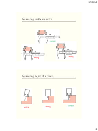 3/2/2018
8
correct
wrong
wrong
Measuring inside diameter
correct
wrong wrong
Measuring depth of a recess
 
