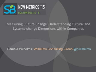 Measuring Culture Change: Understanding Cultural and
Systems-change Dimensions within Companies
Pamela Wilhelms, Wilhelms Consulting Group @pwilhelms
 