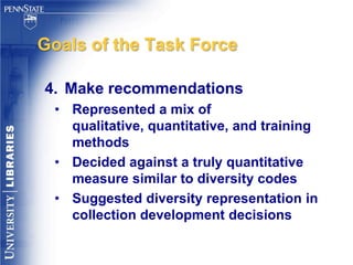 Diversity Codes continued…ProsProvided systematic method to measure diversity