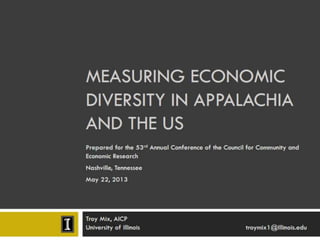 Measuring economic diversity in Appalachia and the US