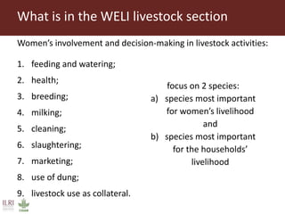 Measuring empowerment in agricultural development projects using WEAI and WELI